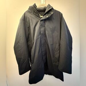 Uniqlo Men's Down Navy Blue Hooded Winter Coat - Classic Insulated Jacket